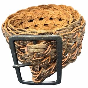 VINTAGE Y2K Old Navy Wide Braided Leather Belt Boho Western Celtic Knot L/XL